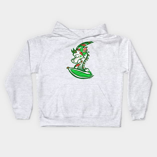 Holly Jolly Dragon Kids Hoodie by Jan Grackle